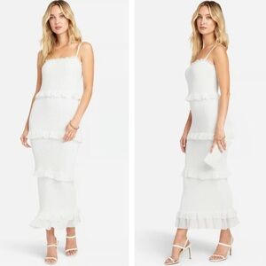 Bebe Georgette Smocked Midi Dress